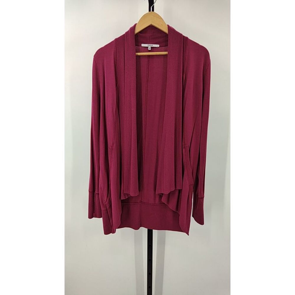 Quince Open-Front Draped Cardigan in Deep Rose